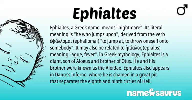 Infographic about Ephialtes name meaning, Ephialtes is a name from Greek origin(s).
