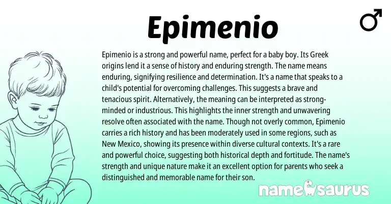 Infographic about Epimenio name meaning, Epimenio is a name from Greek origin(s).