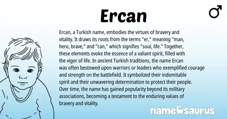 Infographic about Ercan name meaning, Ercan is a name from Turkish origin(s).