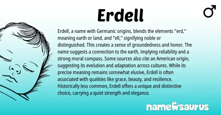 Infographic about Erdell name meaning, Erdell is a name from Germanic origin(s).