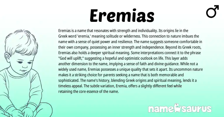 Infographic about Eremias name meaning, Eremias is a name from Canadian, Greek origin(s).