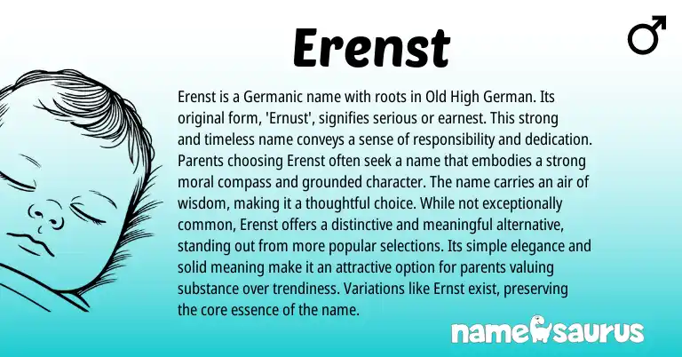 Infographic about Erenst name meaning, Erenst is a name from Germanic origin(s).