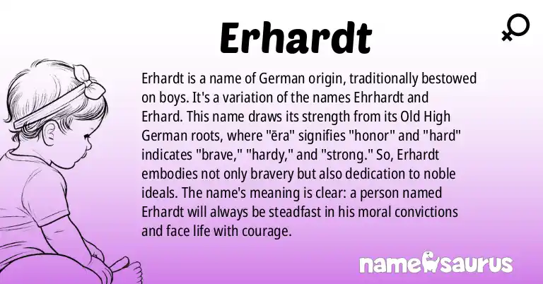 Infographic about Erhardt name meaning, Erhardt is a name from German origin(s).