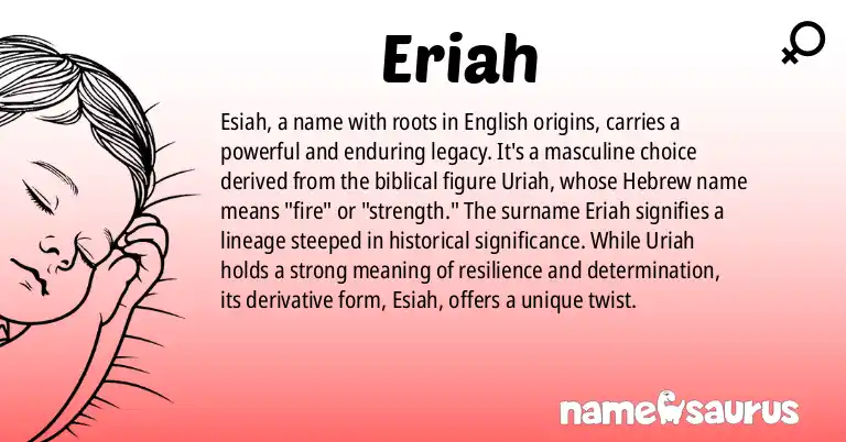Infographic about Eriah name meaning, Eriah is a name from English origin(s).
