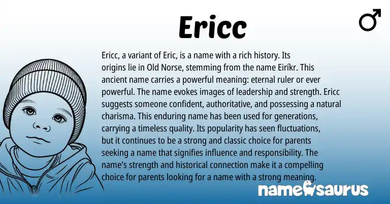 Infographic about Ericc name meaning, Ericc is a name from Norse origin(s).