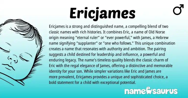 Infographic about Ericjames name meaning, Ericjames is a name from Norse, Hebrew origin(s).