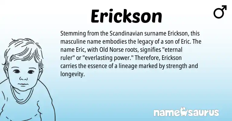 Infographic about Erickson name meaning, Erickson is a name from Scandinavian, Old Norse origin(s).