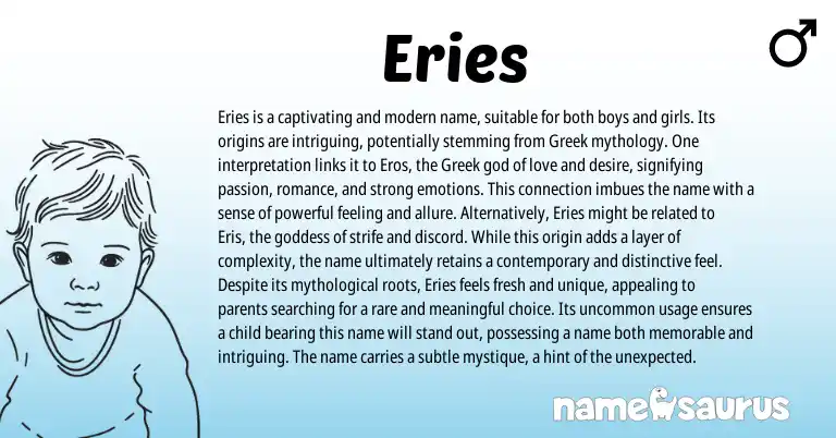 Infographic about Eries name meaning, Eries is a name from Greek, Romance origin(s).