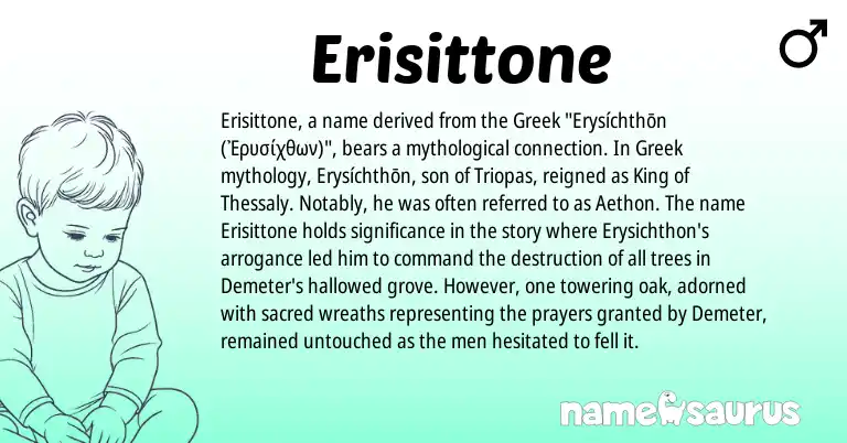 Infographic about Erisittone name meaning, Erisittone is a name from Greek origin(s).