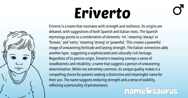 Infographic about Eriverto name meaning, Eriverto is a name from Spanish origin(s).