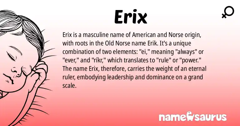 Infographic about Erix name meaning, Erix is a name from American, Norse origin(s).