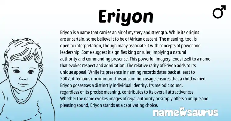 Infographic about Eriyon name meaning, Eriyon is a name from African origin(s).