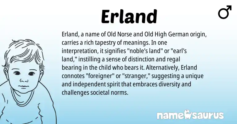 Infographic about Erland name meaning, Erland is a name from Old High German, Old Norse origin(s).