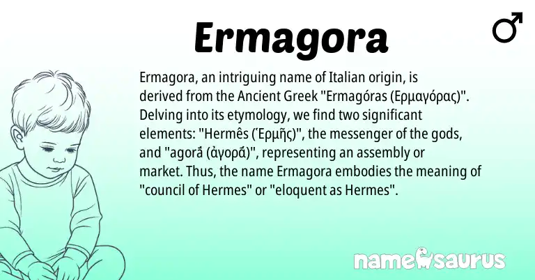 Infographic about Ermagora name meaning, Ermagora is a name from Ancient Greek, Italian origin(s).