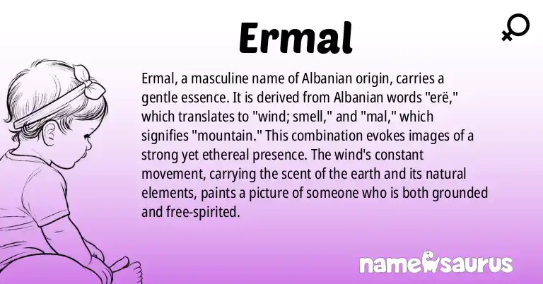 Infographic about Ermal name meaning, Ermal is a name from Albanian origin(s).