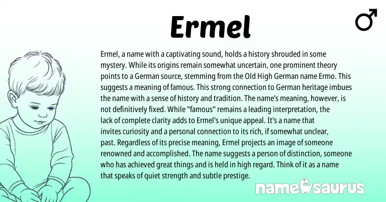 Infographic about Ermel name meaning, Ermel is a name from Germanic origin(s).