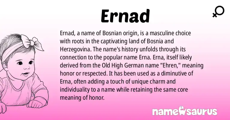 Infographic about Ernad name meaning, Ernad is a name from Bosnian origin(s).