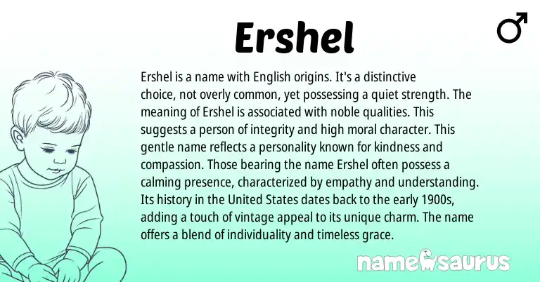 Infographic about Ershel name meaning, Ershel is a name from English origin(s).