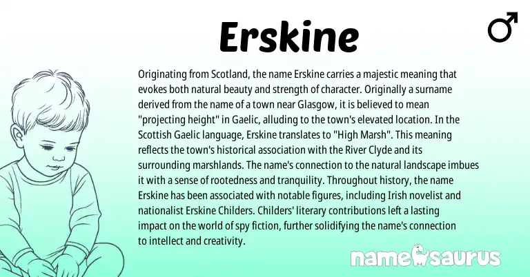 Infographic about Erskine name meaning, Erskine is a name from Irish, Gaelic, Scottish origin(s).