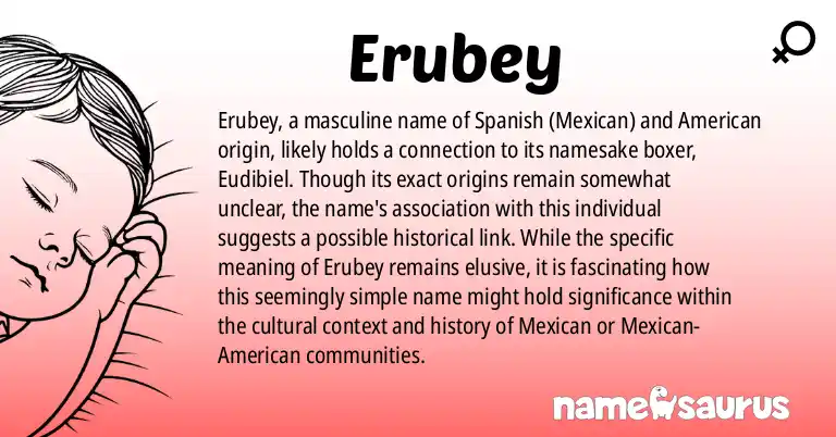 Infographic about Erubey name meaning, Erubey is a name from Spanish (Mexican), American origin(s).