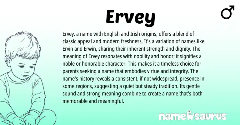 Infographic about Ervey name meaning, Ervey is a name from Irish origin(s).
