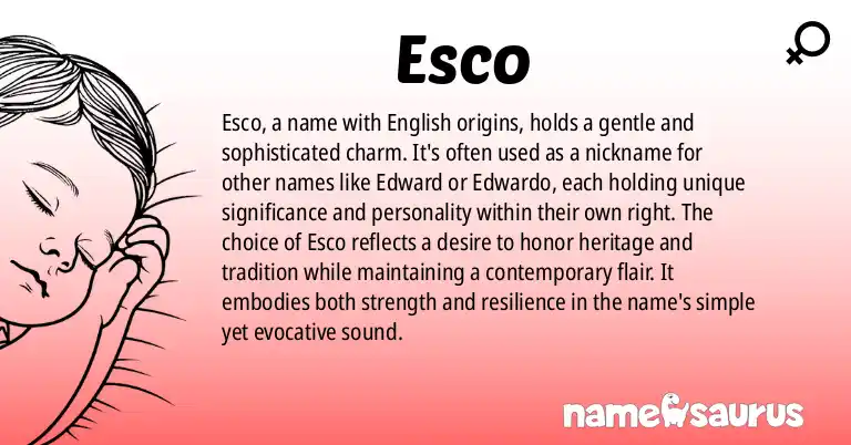 Infographic about Esco name meaning, Esco is a name from English origin(s).