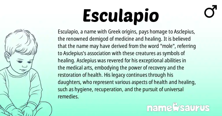 Infographic about Esculapio name meaning, Esculapio is a name from Greek origin(s).