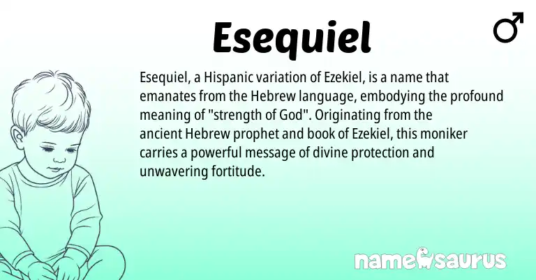 Infographic about Esequiel name meaning, Esequiel is a name from Hispanic, Hebrew origin(s).