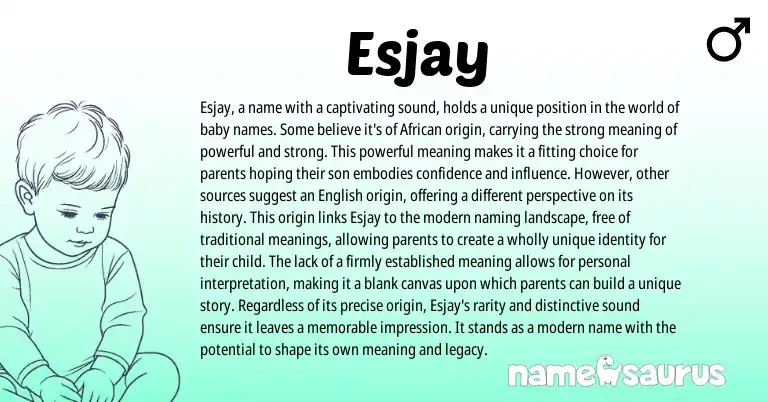 Infographic about Esjay name meaning, Esjay is a name from African origin(s).