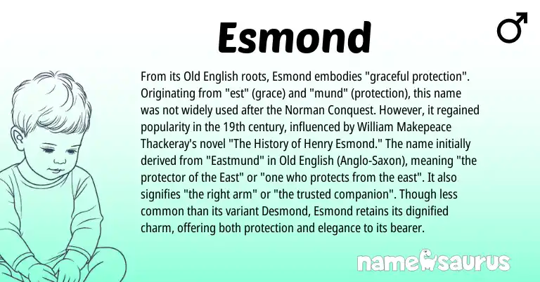 Infographic about Esmond name meaning, Esmond is a name from Old English, Norman, Anglo-Saxon origin(s).