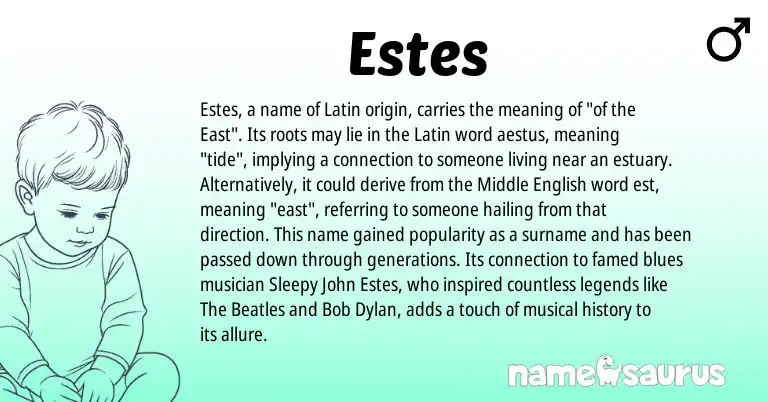 Infographic about Estes name meaning, Estes is a name from Middle English, Latin origin(s).