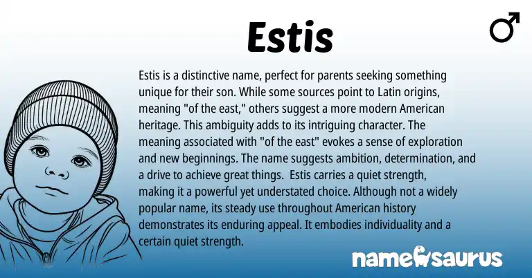 Infographic about Estis name meaning, Estis is a name from Latin origin(s).