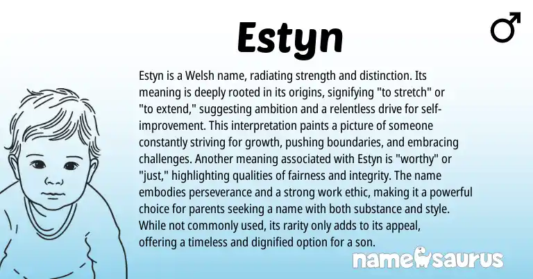 Infographic about Estyn name meaning, Estyn is a name from Welsh origin(s).