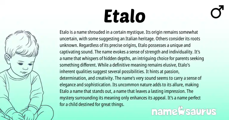 Infographic about Etalo name meaning, Etalo is a name from Other origin(s).