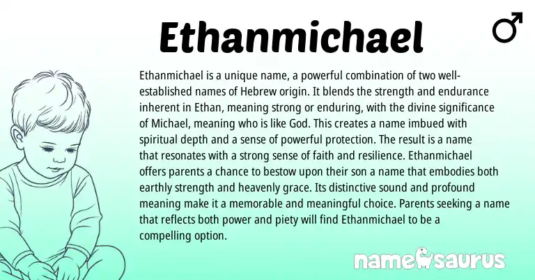 Infographic about Ethanmichael name meaning, Ethanmichael is a name from Hebrew origin(s).