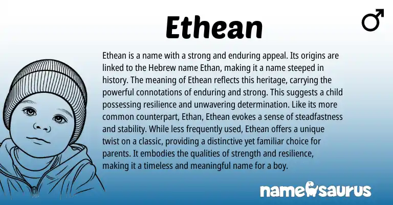 Infographic about Ethean name meaning, Ethean is a name from Hebrew, American origin(s).