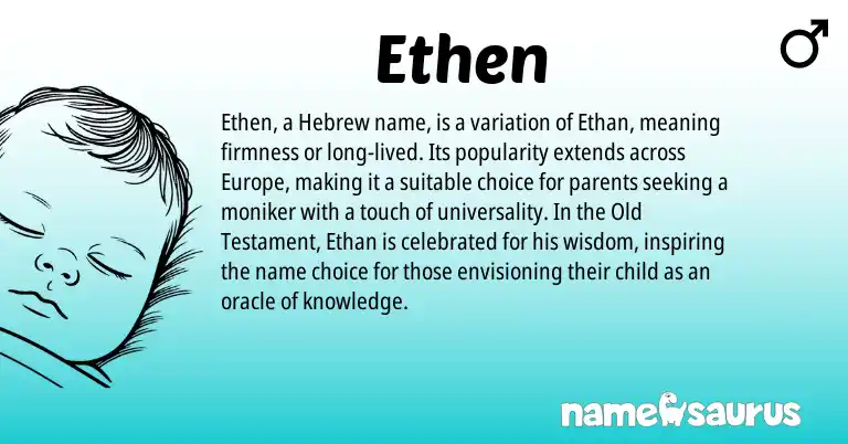 Infographic about Ethen name meaning, Ethen is a name from Hebrew origin(s).
