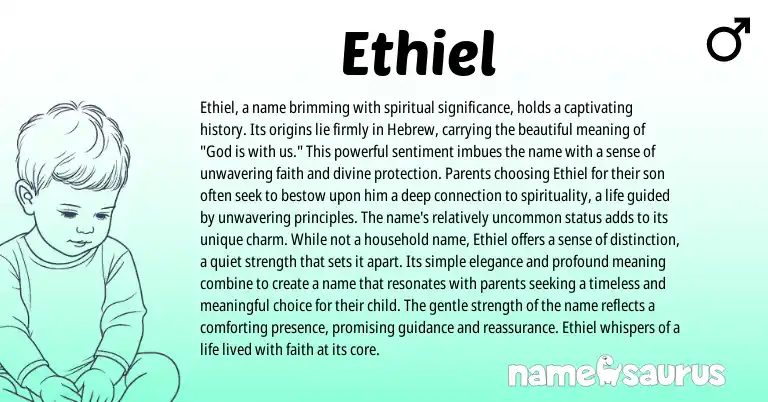 Infographic about Ethiel name meaning, Ethiel is a name from Hebrew origin(s).