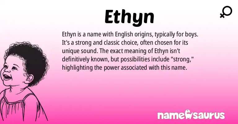 Infographic about Ethyn name meaning, Ethyn is a name from English origin(s).