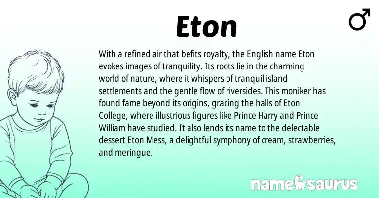 Infographic about Eton name meaning, Eton is a name from English origin(s).