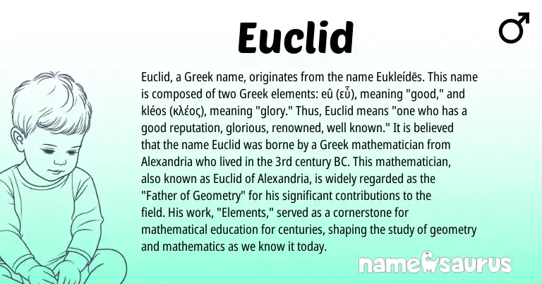 Infographic about Euclid name meaning, Euclid is a name from Greek origin(s).