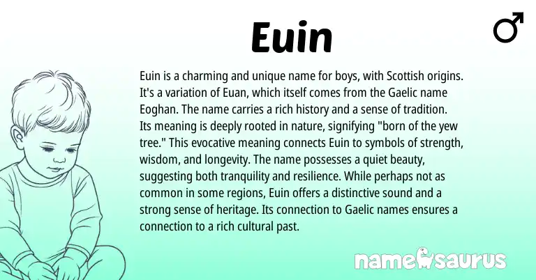 Infographic about Euin name meaning, Euin is a name from Scottish, Gaelic origin(s).