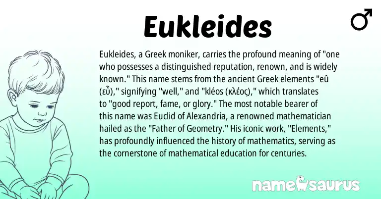 Infographic about Eukleides name meaning, Eukleides is a name from Greek origin(s).