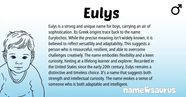 Infographic about Eulys name meaning, Eulys is a name from Greek origin(s).