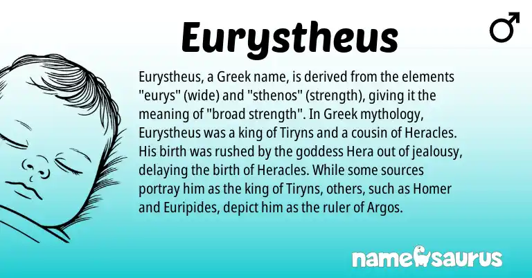 Infographic about Eurystheus name meaning, Eurystheus is a name from Greek origin(s).