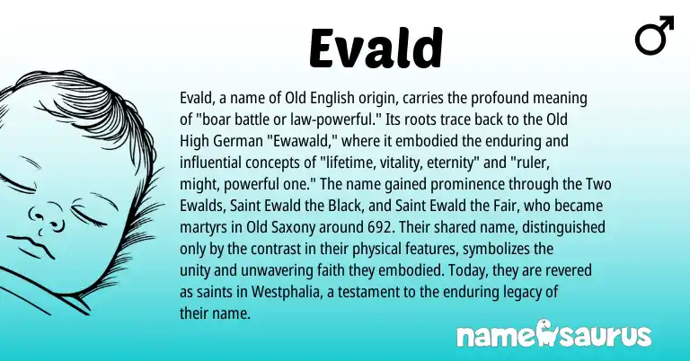 Infographic about Evald name meaning, Evald is a name from Old High German, Old English origin(s).