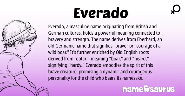 Infographic about Everado name meaning, Everado is a name from British, German origin(s).