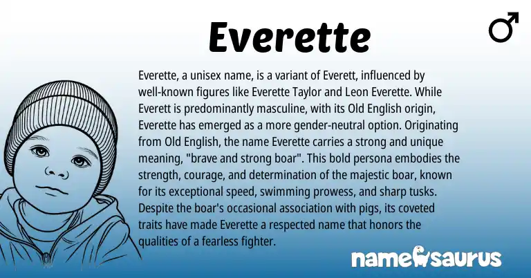 Infographic about Everette name meaning, Everette is a name from Old English origin(s).