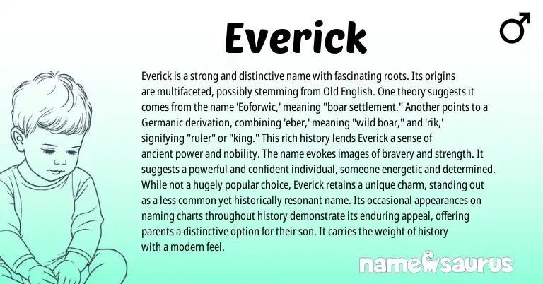 Infographic about Everick name meaning, Everick is a name from Germanic, English origin(s).
