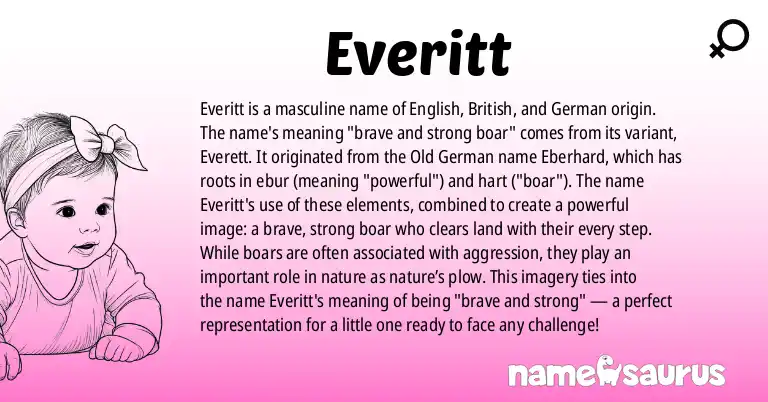 Infographic about Everitt name meaning, Everitt is a name from English, British, German origin(s).